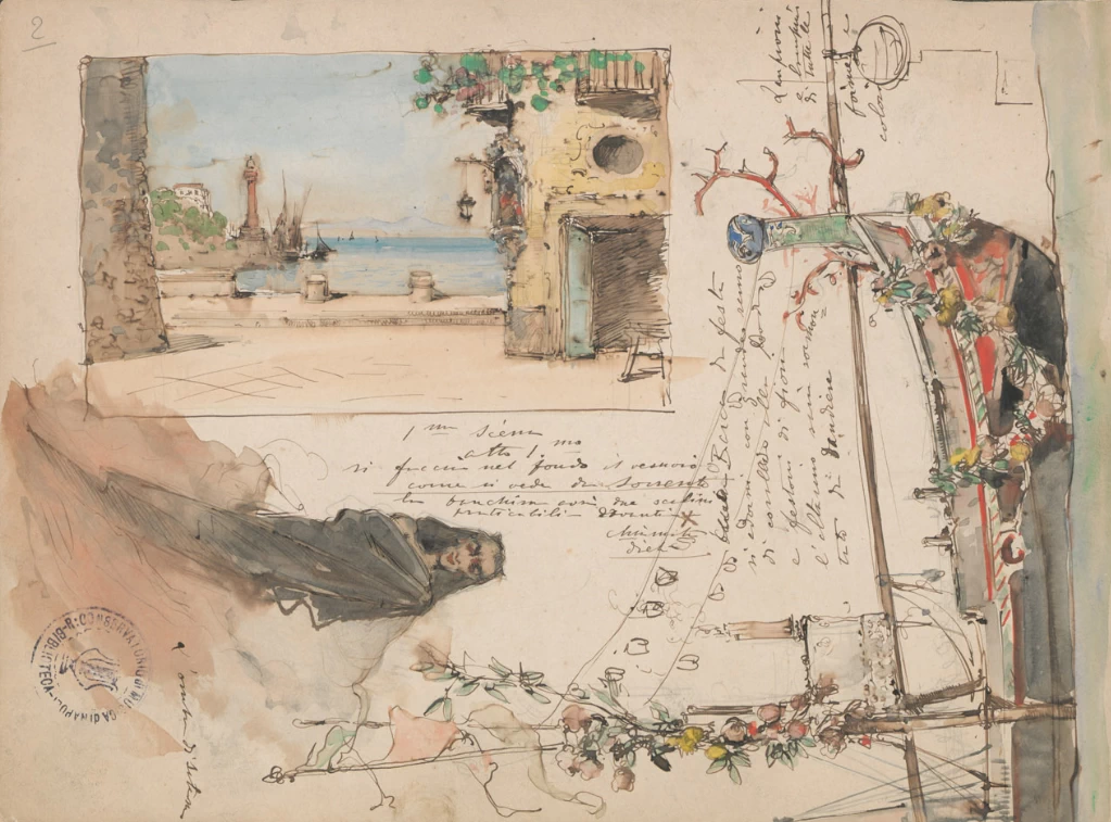 Scenografie per la prima di Nicola D'Arienzo, opera 'la figlia del diavolo'
